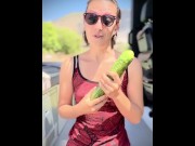 Preview 4 of She Filler Her Pussy A WHOLE HUGE Cucumber In Her Pussy..... Watch it until the end !!