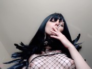 Preview 3 of Small Tiddies Goth Princess smoking in your room(full vid on my 0nlyfans/ManyVids)