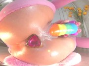 Preview 5 of Rainbow Dildo Compilation_Double Penetration_Anal & Pussy Fuck