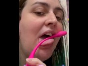 Preview 6 of Sucking my pussy juices off of my lovense toy after being teased with it