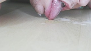 Pissing on dildo before fucking myself and eating my own cum