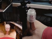 Preview 3 of Thehandy fleshlight Masturbation, milking my swollen stiff cock makes me moan with pleasure