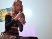 Preview 1 of Amateur blonde teen is addicted to socks and feet