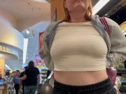 Preview 1 of Hard Tits and Visible Areolas Flashing at the Grocery Store