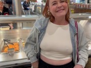 Preview 2 of Hard Tits and Visible Areolas Flashing at the Grocery Store