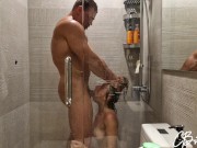 Preview 4 of Fucked a friend's girlfriend in the shower while he was playing Sony PlayStation