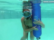 Preview 3 of Hungarian beauty fucks dildo underwater