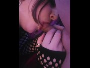 Preview 4 of Goth Milf gets to sucking cock
