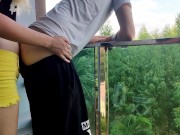 Preview 2 of Fucked a cute femboy in the ass on the balcony