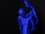 Preview 3 of Two hot Zentai girls in different spandex colors playing with bondage ropes