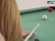Preview 1 of Kaisa Nord & Leyla Fiore Have Fun On The Pool Table & Wear Sexy Lingerie - A GIRL KNOWS