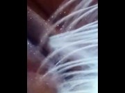 Preview 2 of Shaved pretty pussy squirting while I masturbate in the shower 💦💦💦 I cum so hard  shower head!!!