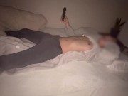 Preview 4 of This is a video of me masturbating alone in bed at night using an electric masturbator 🥺