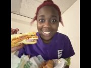 Preview 2 of YUM! SUBWAY SANDWICH MUKBANG : WATCH ME EAT OR EAT WITH ME | Ugly Girl AlliyahAlecia Eats