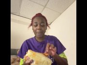 Preview 3 of YUM! SUBWAY SANDWICH MUKBANG : WATCH ME EAT OR EAT WITH ME | Ugly Girl AlliyahAlecia Eats