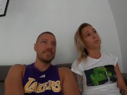 Preview 1 of The real amateur sex on the couch during movie night