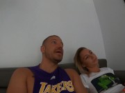 Preview 2 of The real amateur sex on the couch during movie night
