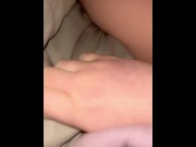 Preview 4 of Holding my pee, humping my pillow, using my toy till I cum then letting it all out.