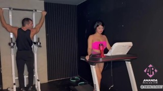 Horny Busty Girl Swallows Huge cock in the gym - Amanda Rabbit & Duncan Saint