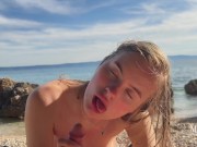 Preview 4 of Babe Gets Fucked and Creampied on the Beach - Amateur Couple Mira David