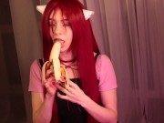 Preview 1 of Nyu sucks the banana  so thoroughly until it melts in his mouth. Elfen lied