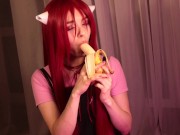 Preview 2 of Nyu sucks the banana  so thoroughly until it melts in his mouth. Elfen lied