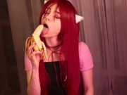 Preview 3 of Nyu sucks the banana  so thoroughly until it melts in his mouth. Elfen lied