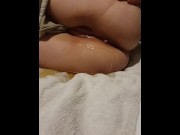 Preview 5 of Soaking the hotel matress in my piss, Listen to my slurping pussy