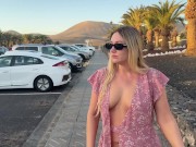 Preview 4 of girl walks down the street without panties and bra in public