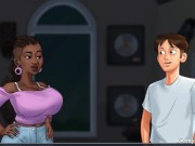 Preview 1 of Summertime Saga Sex Scene - Ebony Teacher rides senior Big White Cock in class