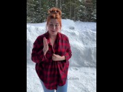 Preview 2 of Busty Redhead Isla Moon Makes Horny Snow Angels