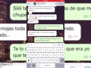 Preview 1 of Pendeja puta me hace acabar masturbandose con el cornudo del novio al lado |Argentina