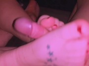 Preview 1 of Footjob Fun While Relaxing: Sexy Tattooed Feet