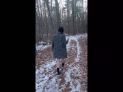 Preview 5 of Hot emo milf smokes out in the woods flashing naked body