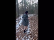 Preview 6 of Hot emo milf smokes out in the woods flashing naked body