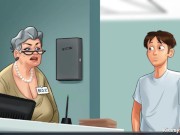 Preview 2 of Summertime Saga Old woman manipulates young man into fucking her in the hospital store room