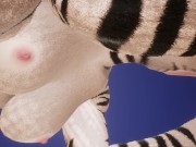 Preview 3 of big tit fuck Zebra Furry Girl, cum in tits