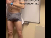 Preview 4 of Naughty manager shhh.. stripping naked and jerking his big cock to cumshot. Hung and horny