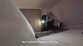 Sleazy HOTEL MAID stuck in closet and accidentally sat on my big dick