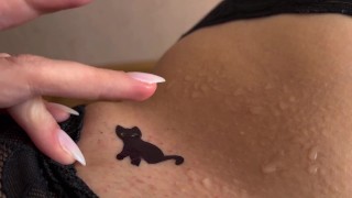 Beautiful Temporary Tattoo on Pussy. Hot Sticker Tattoo