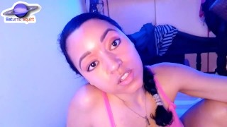 Saturno Squirt seduces you with her marked pussy in her panties, foot fetish and a good cock sucking