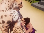 Preview 2 of Tall Girl in Heels Fucks with Huge Cock Furry Tiger Yiff PoV 3D Hentai