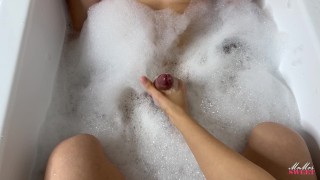 My stepbrother bubble-baths me and hides his cock in it