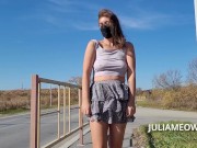 Preview 5 of Julia flashing pussy and tits at the bus stop