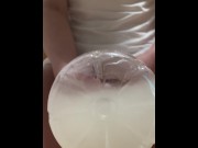 Preview 4 of Massive cumshot into a plastic bottle (Changing the angle)