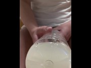 Preview 6 of Massive cumshot into a plastic bottle (Changing the angle)