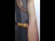 Preview 2 of Fucking mounted fleshlight against shower wall with creampie ending