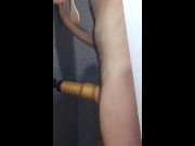 Preview 5 of Fucking mounted fleshlight against shower wall with creampie ending