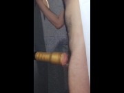 Preview 6 of Fucking mounted fleshlight against shower wall with creampie ending