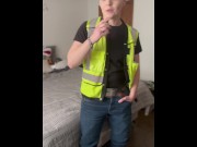 Preview 1 of Real Life Amateur Butch Dyke Construction Worker Nailed by HoneyPlayBox hammer vibe